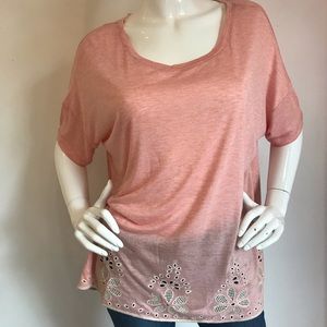 Short Sleeve Top with Embroidered Detail